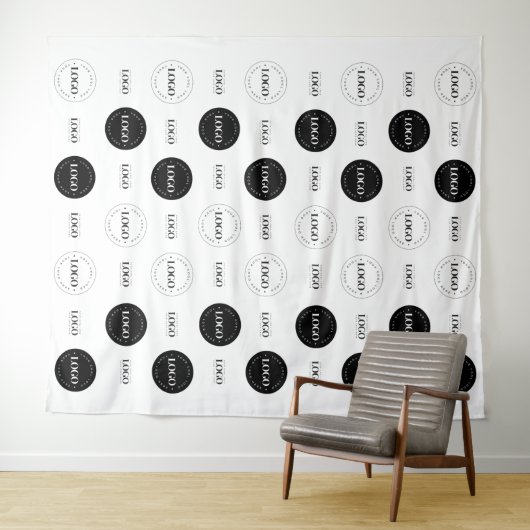 Triple Logo Business Company Photo Booth Backdrop Wandkleed (In Situ (horizontaal))