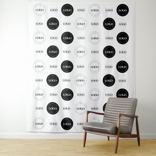 Triple Logo Business Company Photo Booth Backdrop Wandkleed (In situ)