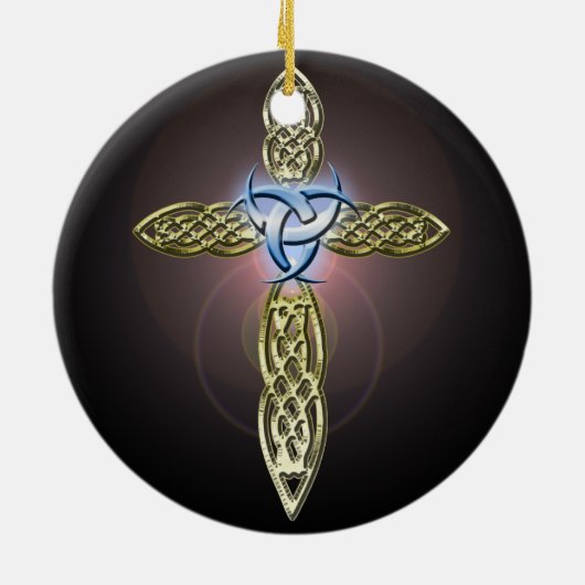 Triple Lunar Celtic Cross Tree Ornament Cirkel (Achterkant)