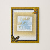 Triple Matte: Goud, zwart en wit, met botervliegen Legpuzzel (Verticaal)