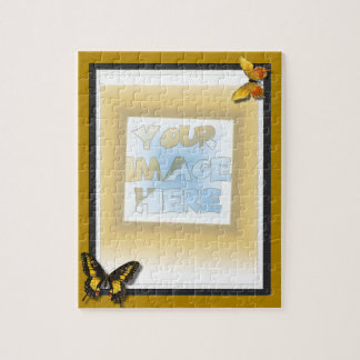 Triple Matte: Goud, zwart en wit, met botervliegen Legpuzzel