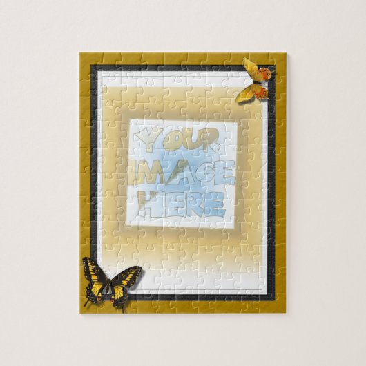 Triple Matte: Goud, zwart en wit, met botervliegen Legpuzzel (Verticaal)