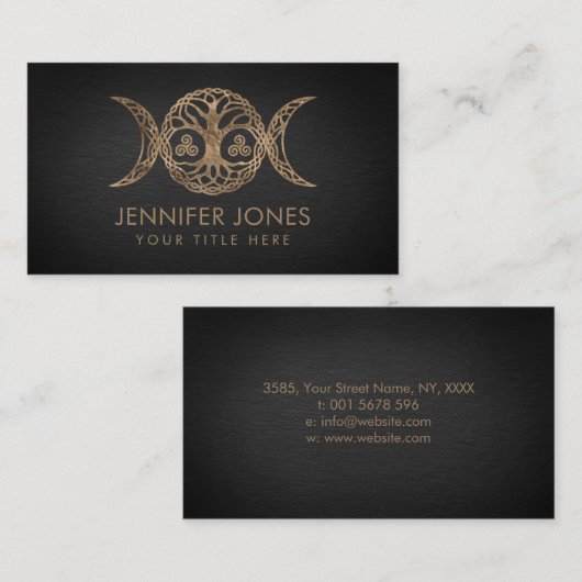 Triple Moeddess met trison en de boom van het leve Visitekaartje (Voorkant / Achterkant)