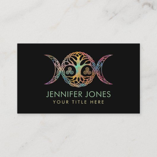 Triple Moeddess met trison en de boom van het leve Visitekaartje (Voorkant)