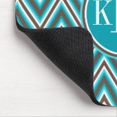 Triple Monogram Blauwgroen Blue Brown Chevron Muismat (Hoek)