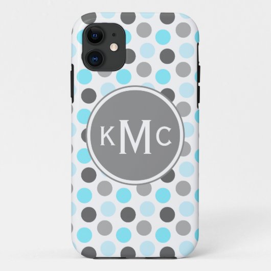 Triple Monogram Blue Grey Stippen Case-Mate iPhone Case (Achterkant)
