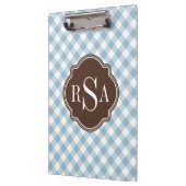 Triple Monogram Brown Blue Gingham Pattern Klembord (Links)