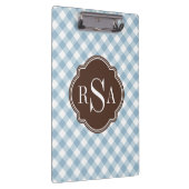 Triple Monogram Brown Blue Gingham Pattern Klembord (Rechts)
