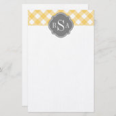 Triple Monogram grijs Gingham Pattern Briefpapier (Voorkant / Achterkant)