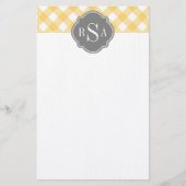 Triple Monogram grijs Gingham Pattern Briefpapier (Voorkant)