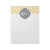 Triple Monogram grijs Gingham Pattern Notitieblok (Linkerzijde)