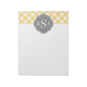 Triple Monogram grijs Gingham Pattern Notitieblok