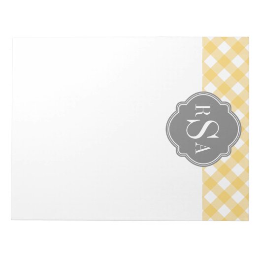 Triple Monogram grijs Gingham Pattern Notitieblok (Voorkant)