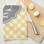 Triple Monogram grijs Gingham Pattern Theedoek (Quarter Fold)