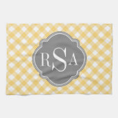 Triple Monogram grijs Gingham Pattern Theedoek (Horizontaal)