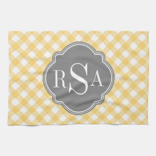 Triple Monogram grijs Gingham Pattern Theedoek