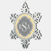 Triple Monogram grijs Gingham Pattern Tin Sneeuwvlok Ornament (Rechts)