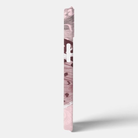 Triple Monogram Pink Baroque Butterfly Art Case-Mate iPhone Case (Achterkant / Rechts)