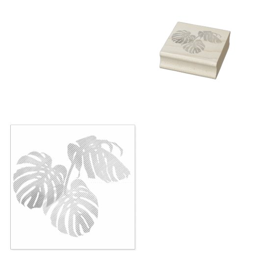 Triple Monstera Stamp Rubberstempel (Gestempeld)