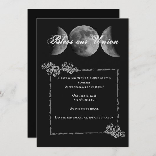 Triple Moon Blessing trouwuitnodiging Kaart (Voorkant / Achterkant)