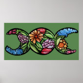 Triple Moon Bloom "Blessed Be" Poster (Voorkant)