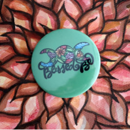 Triple Moon Bloom "Blessed Be" Ronde Button 5,7 Cm