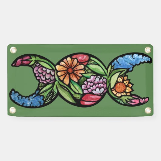 Triple Moon Bloom "Blessed Be" Spandoek (Horizontaal)