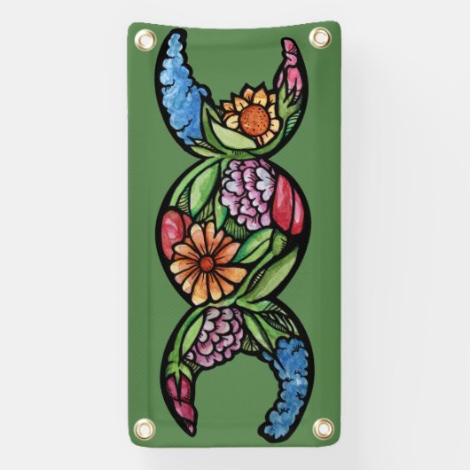 Triple Moon Bloom "Blessed Be" Spandoek (Verticaal)