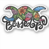 Triple Moon Bloom "Blessed Be" Sticker (Voorkant)