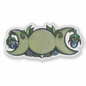 Triple Moon Bloom – Botanical Wiccan Symbol   Sticker (Voorkant)