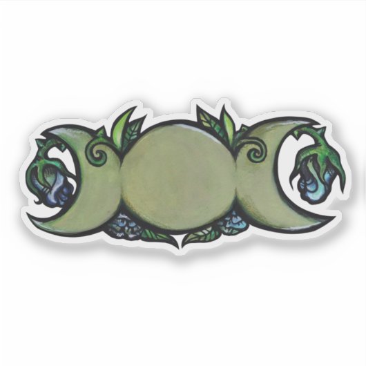 Triple Moon Bloom – Botanical Wiccan Symbol   Sticker (Voorkant)