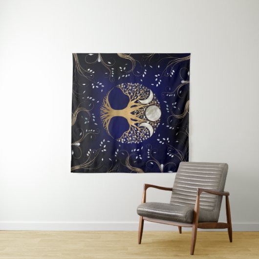 Triple Moon - Boom van het leven Wandkleed (In Situ (horizontaal))