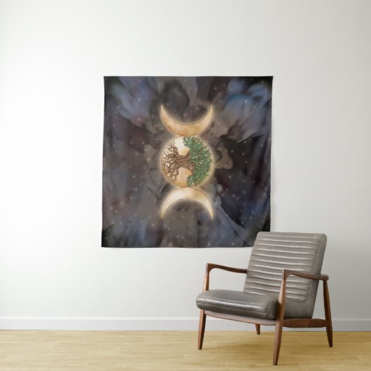 Triple Moon-boom van leven Wandkleed (In Situ (horizontaal))