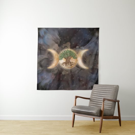 Triple Moon-boom van leven Wandkleed (In situ)