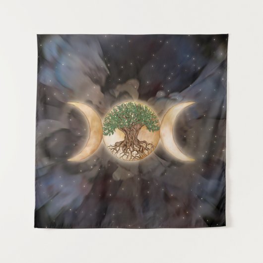 Triple Moon-boom van leven Wandkleed (Voorkant)