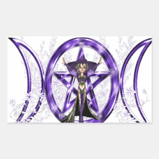Triple Moon Elf Rechthoekige Sticker (Voorkant)
