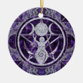 Triple Moon - Goddess - Amethyst en Silver Keramisch Ornament (Voorkant)