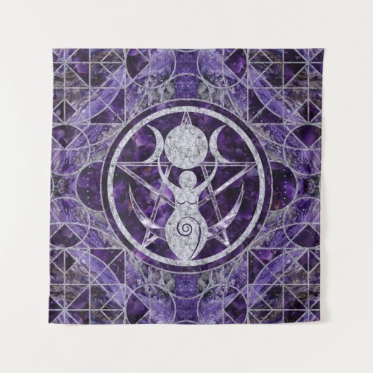 Triple Moon - Goddess - Amethyst en Silver Wandkleed (Voorkant)