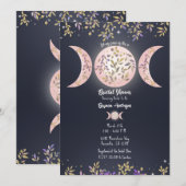 Triple Moon Goddess Botanical Blue Vrijgezellenfee Kaart (Voorkant / Achterkant)