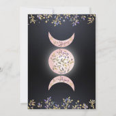 Triple Moon Goddess Botanisch Zwart Vrijgezellenfe Kaart (Achterkant)