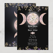 Triple Moon Goddess Botanisch Zwart Vrijgezellenfe Kaart (Voorkant / Achterkant)