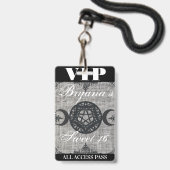 Triple Moon Goddess Burlap VIP Pass Birthday Party Badge (Voorzijde met lanyard)
