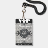 Triple Moon Goddess Burlap VIP Pass Birthday Party Badge (Achterkant met lanyard)