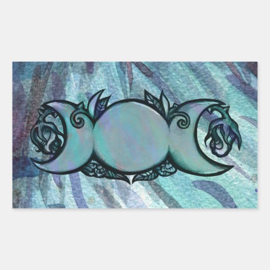 Triple Moon Goddess Gaia Artwork Green Witch Rechthoekige Sticker (Voorkant)