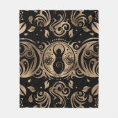 Triple Moon Goddess Gold en Black Fleece Deken (Voorkant)