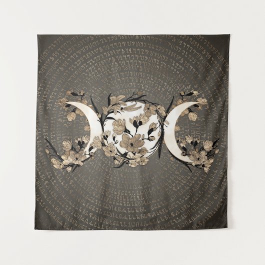 Triple Moon - Goddess - Golden Blossom Wandkleed (Voorkant)