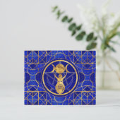 Triple Moon - Goddess - Lapis Lazuli en Gold Briefkaart (Staand voorkant)