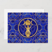 Triple Moon - Goddess - Lapis Lazuli en Gold Briefkaart (Voorkant / Achterkant)
