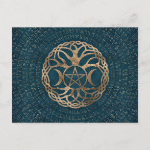 Triple Moon Goddess met pentagram Briefkaart