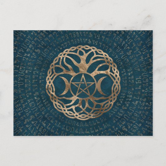 Triple Moon Goddess met pentagram Briefkaart (Voorkant)